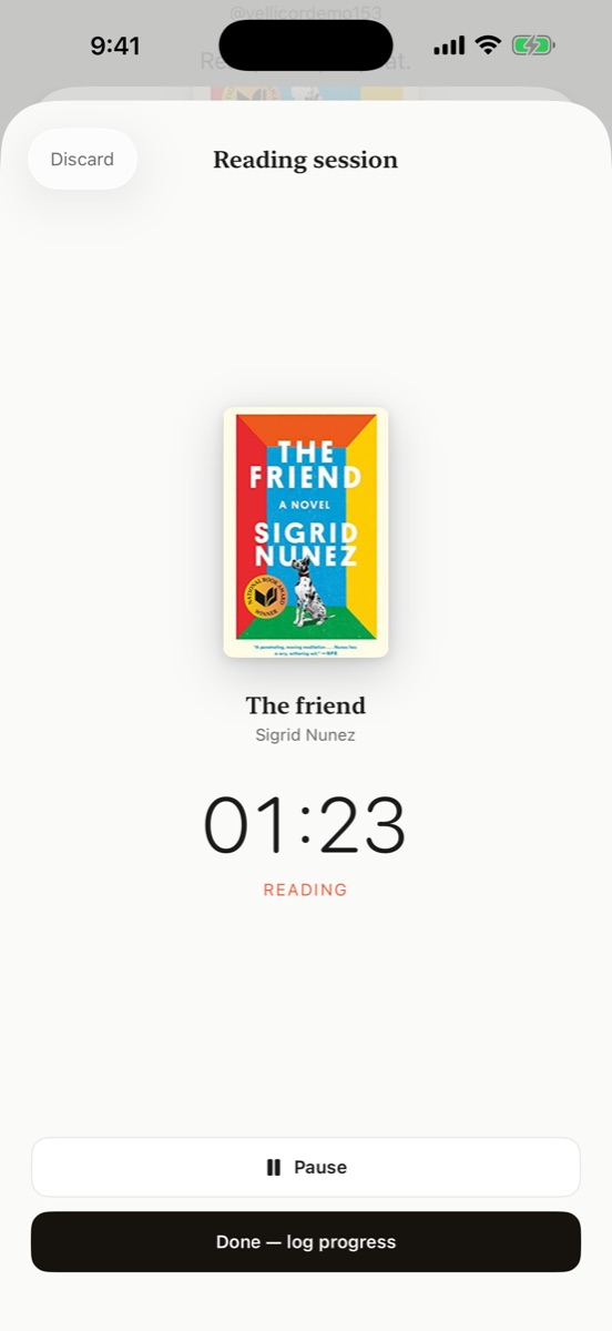 A reading session timer